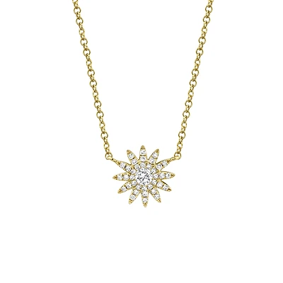 Kate Yellow Gold and Diamond Pavé Starburst Pendant