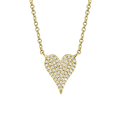 Kate Yellow Gold and Diamond Pavé Heart Pendant