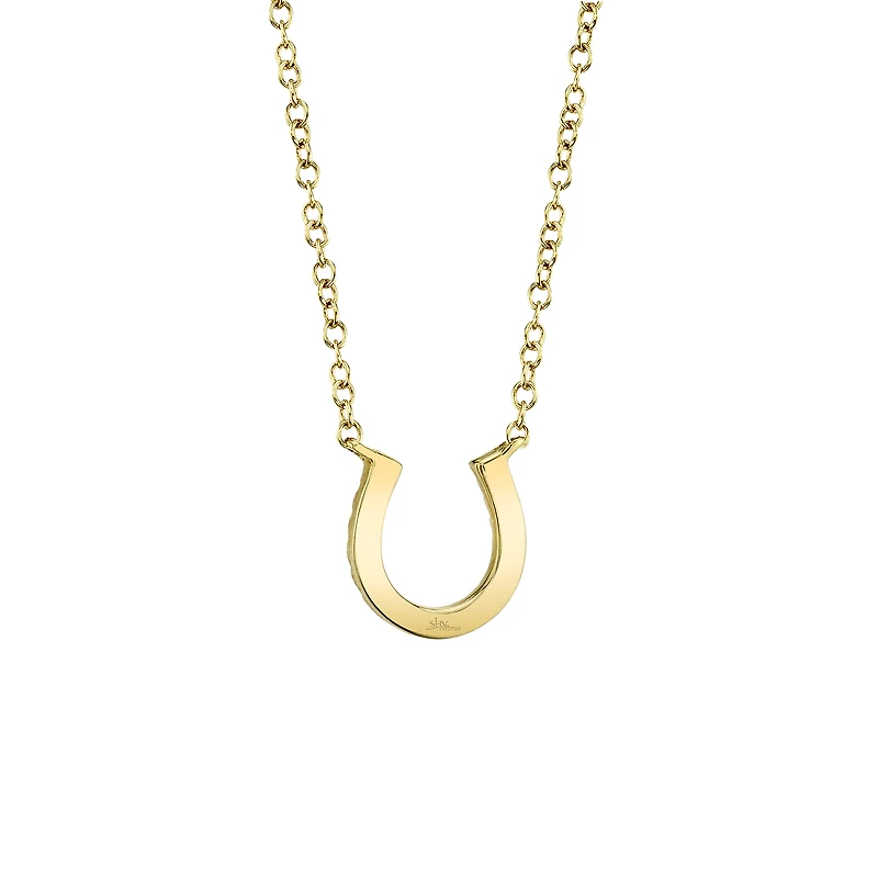 Kate Yellow Gold and Diamond Pavé Horseshoe Pendant