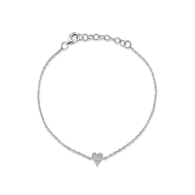 Kate White Gold and Diamond Pavé Heart Bracelet