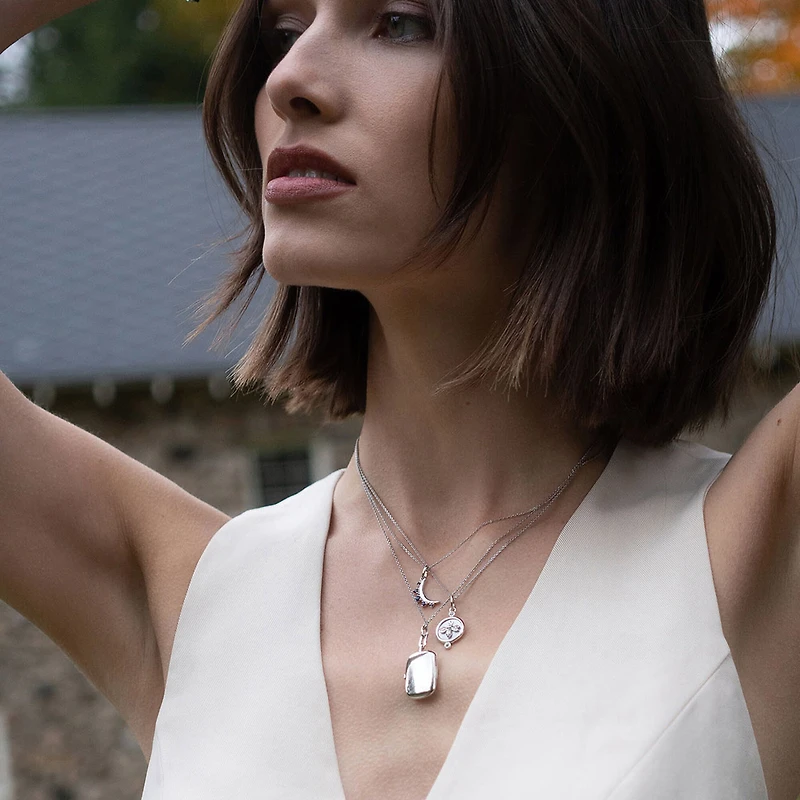 Modern Charm Queen Bee Silver and White Sapphire Pendant