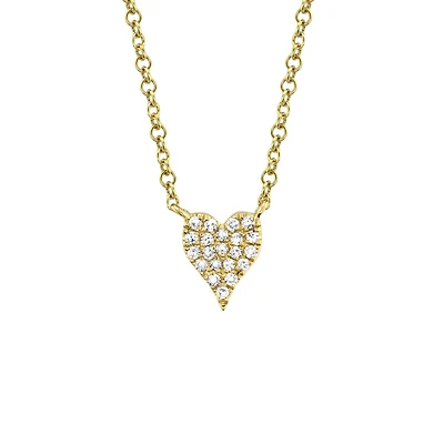 Kate Yellow Gold and Diamond Pavé Heart Pendant