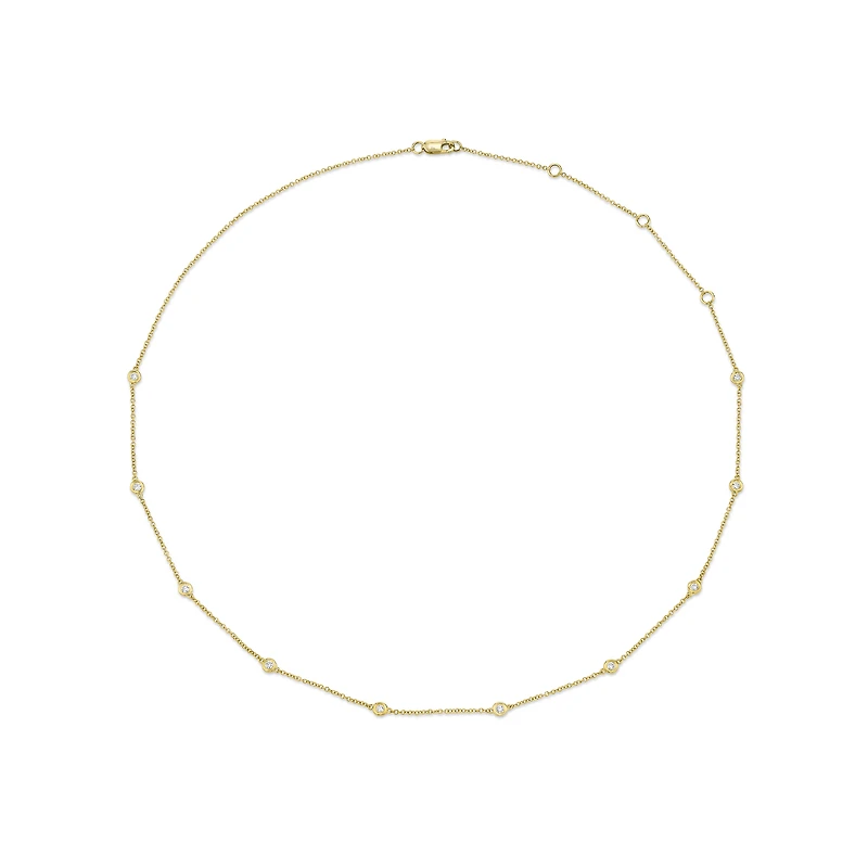 Kate Yellow Gold and Diamond Station Necklace