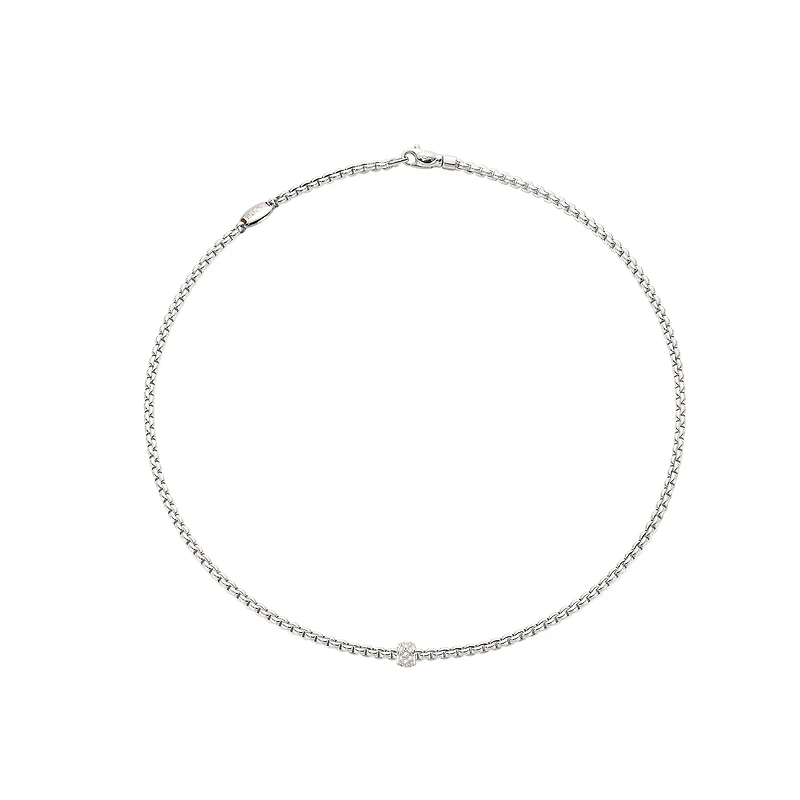 Eka Tiny White Gold and Diamond Pavé Necklace