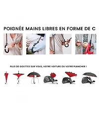 Parapluie Réversible Polyvalent Toutes Saisons avec Motif de Feuilles Multicolor