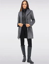 Manteau Végan Zippé avec Plastron Matelassé Col à Revers & Poches par Point Zero