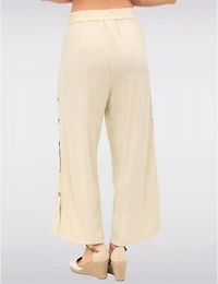 Manteaux Manteaux | La maison du manteau au Québec Pantalon Large en Mélange de Lin à Boutons & Plis Frontaux par Julia Paradis