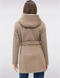 Manteaux | La maison du Manteau au Québec Chic à Capuche Imitation Melton Vegan Ceinture Amovible par Point Zero