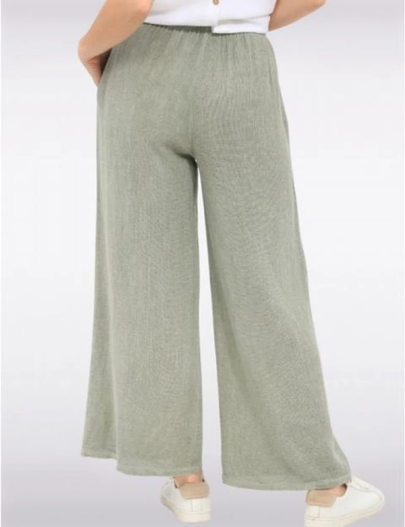 Manteaux Manteaux | La maison du manteau au Québec Pantalon Décontracté à Jambe Large en Mélange Coton-Lin par Froccella