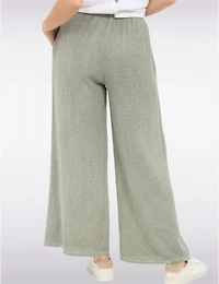 Manteaux Manteaux | La maison du manteau au Québec Pantalon Décontracté à Jambe Large en Mélange Coton-Lin par Froccella