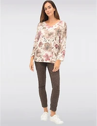 Manteaux | La maison du manteau au Québec Haut Tricoté Imprimé En Laine Mélangée À Manches Longues Dolman Col V