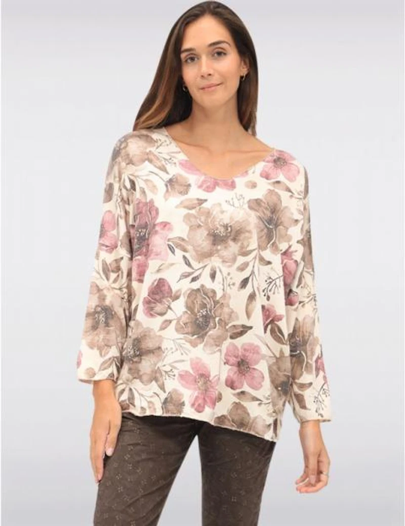 Manteaux | La maison du manteau au Québec Haut Tricoté Imprimé En Laine Mélangée À Manches Longues Dolman Col V