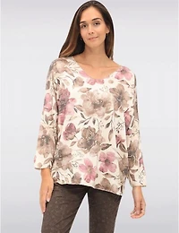 Manteaux | La maison du manteau au Québec Haut Tricoté Imprimé En Laine Mélangée À Manches Longues Dolman Col V