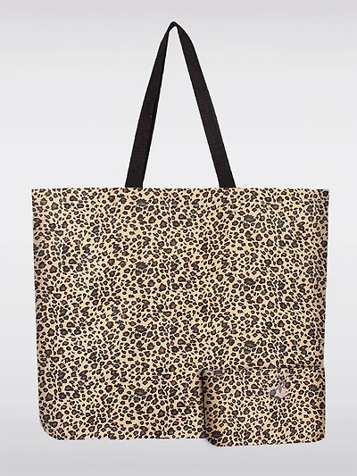 Sac Tote Pliable Réutilisable Brun Imprimé Léopard | Léger, Recyclé et Compact