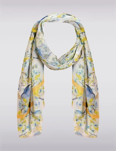 Foulard Léger Exquis à Motifs D'oiseaux et de Fleurs Colorés