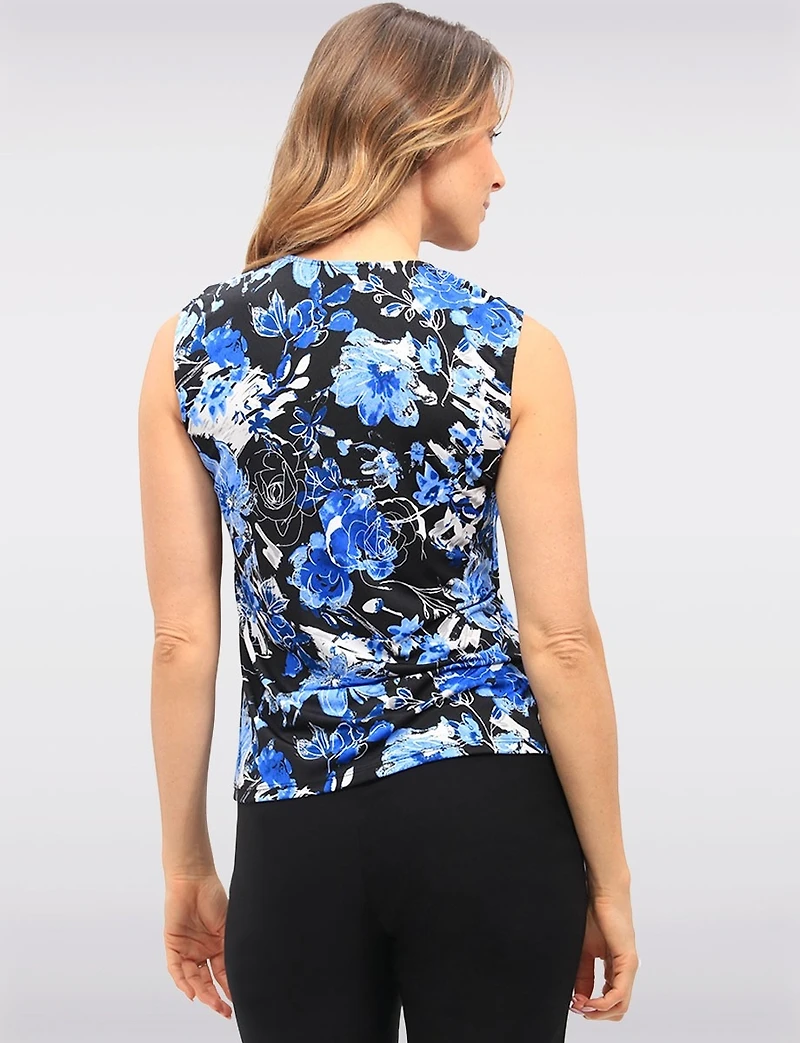 Haut Floral Sans Manches Extensible À Col V Avec Épaules Élastiques Par GWV