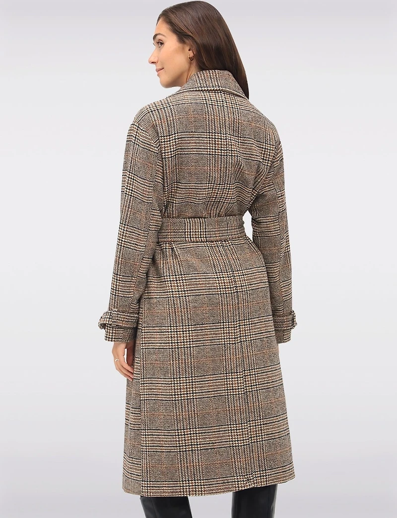 Manteau Long Chic à Double Boutonnage Ceinture Amovible & Fente au Dos par Sebby