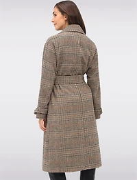 Manteau Long Chic à Double Boutonnage Ceinture Amovible & Fente au Dos par Sebby