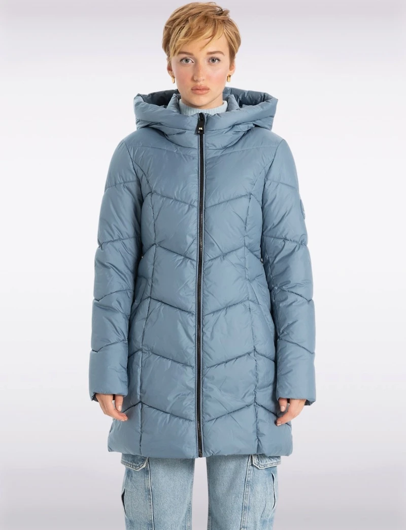 Doudoune Classique Végane à Motif Chevrons avec Col Montant par Point Zero