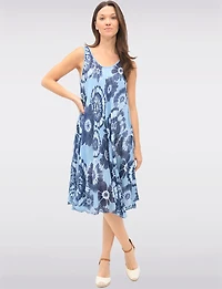 Robe Évasée en Coton Fluide avec Col Rond et Imprimé Tie-Dye par Froccella