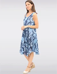 Robe Évasée en Coton Fluide avec Col Rond et Imprimé Tie-Dye par Froccella