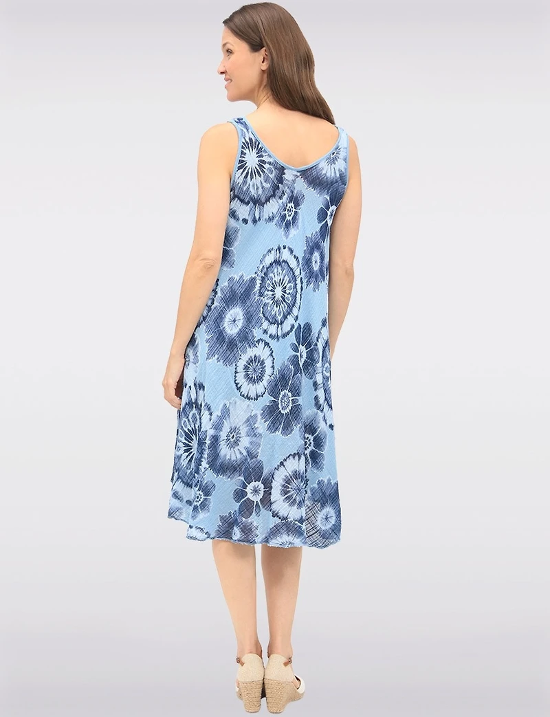 Robe Évasée en Coton Fluide avec Col Rond et Imprimé Tie-Dye par Froccella