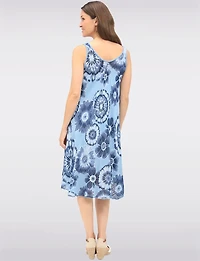 Robe Évasée en Coton Fluide avec Col Rond et Imprimé Tie-Dye par Froccella