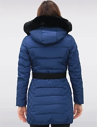 Manteau Matelassé En Eco-Duvet Avec Capuche & Fourrure Vegan par Saki