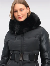 Manteau Doudoune à Capuche en Fausse Fourrure de Luxe Végane par Sicily