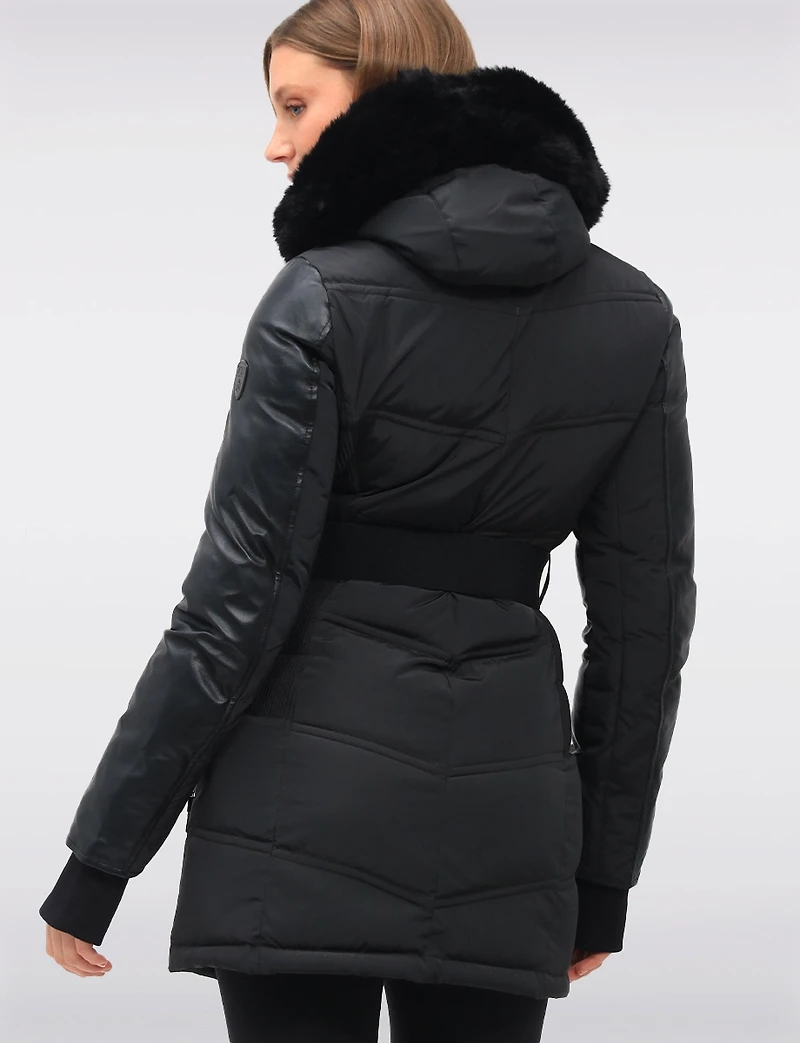 Manteau Doudoune à Capuche en Fausse Fourrure de Luxe Végane par Sicily