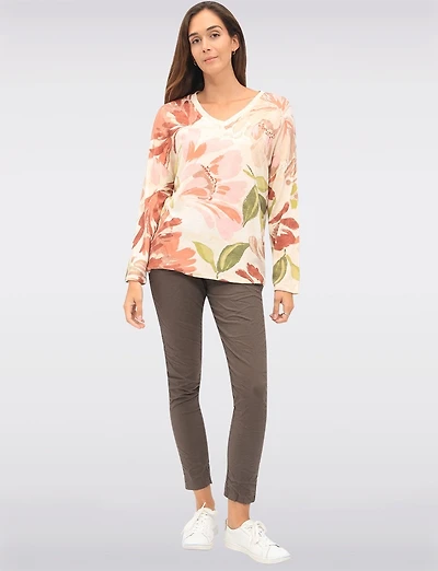 Haut Tricot Motif Floral V-Neck Boxing day Vente par Froccella | Manteaux