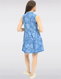 Robe Fluide Sans Manches À Fleurs Boutonnée Longueur Genou Par Point Zero