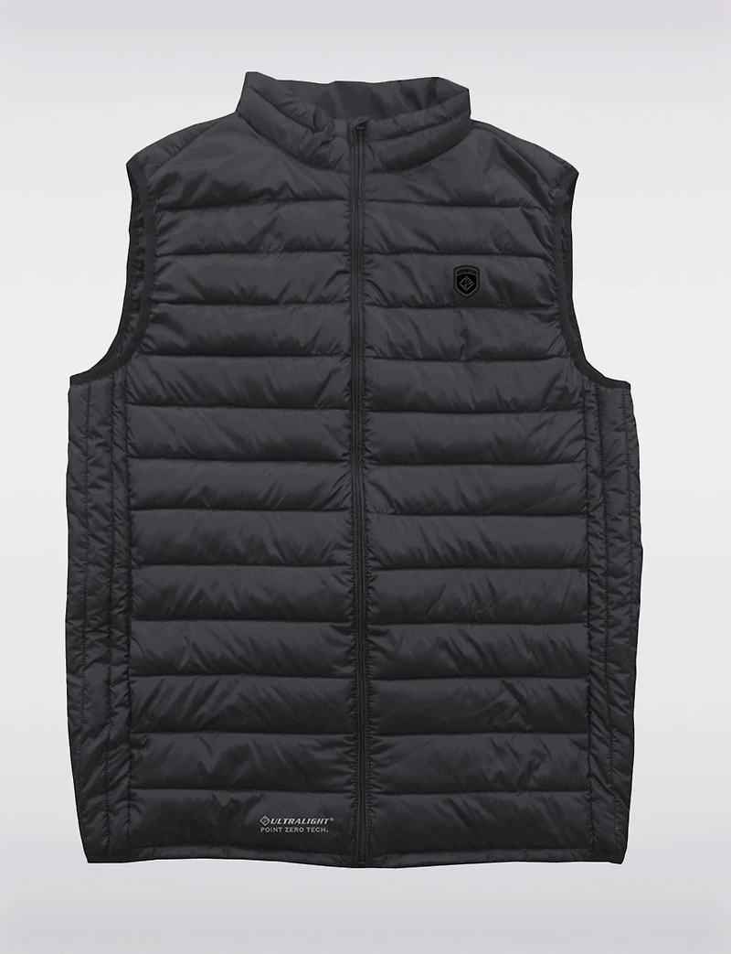 Gilet Noir Matelassé Ultra-Léger Coupe-Vent et Résistant à l'Eau par Point Zero