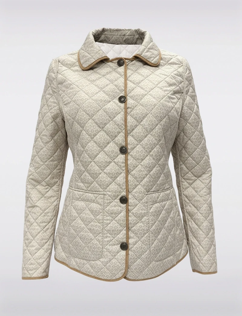 Veste Matelassée Réversible à Design Uni Imprimé et Bordure Contrastée par Saki