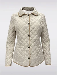 Veste Matelassée Réversible à Design Uni Imprimé et Bordure Contrastée par Saki