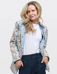 Veste Matelassée Réversible - Style Deux-en-Un Imprimé & Uni Polyvalent par Saki