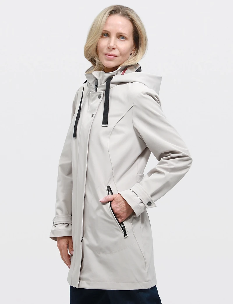 Veste Parka Léger Végan Breathe-Tech® Softshell avec Capuche Amovible – Saki