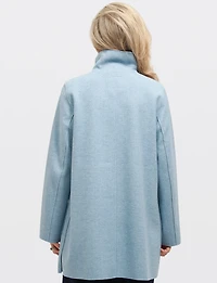 Veste Chic Mi-longue Col Haut À Simple Boutonnage Avec Poches Plaquées Par Junge