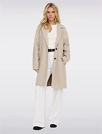 Manteau Chic Mi-Long à Boutonnage Simple avec Col Cranté et Bords Bruts par Only