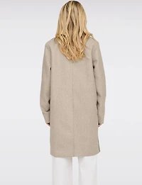 Manteau Chic Mi-Long à Boutonnage Simple avec Col Cranté et Bords Bruts par Only