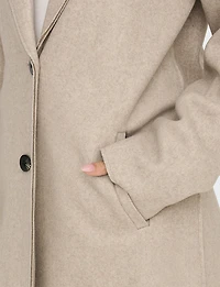 Manteau Chic Mi-Long à Boutonnage Simple avec Col Cranté et Bords Bruts par Only