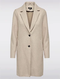 Manteau Chic Mi-Long à Boutonnage Simple avec Col Cranté et Bords Bruts par Only