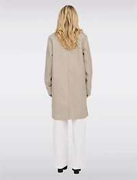 Manteau Chic Mi-Long à Boutonnage Simple avec Col Cranté et Bords Bruts par Only