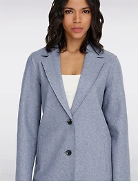 Manteau Chic Mi-Long à Boutonnage Simple avec Col Cranté et Bords Bruts par Only