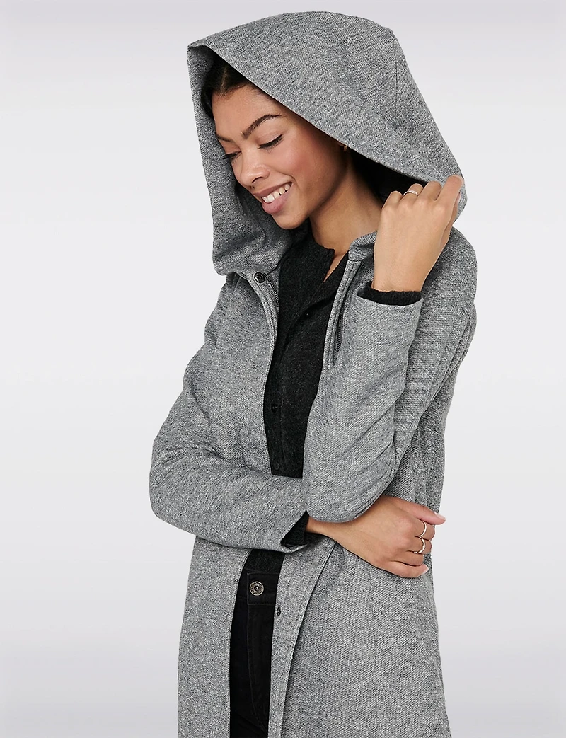 Manteau Léger à Coupe Droite avec Capuche, Poches & Fermeture Éclair par Only