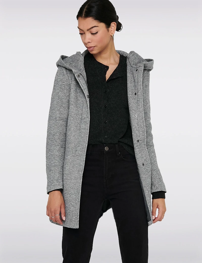 Manteau Léger à Coupe Droite avec Capuche, Poches & Fermeture Éclair par Only
