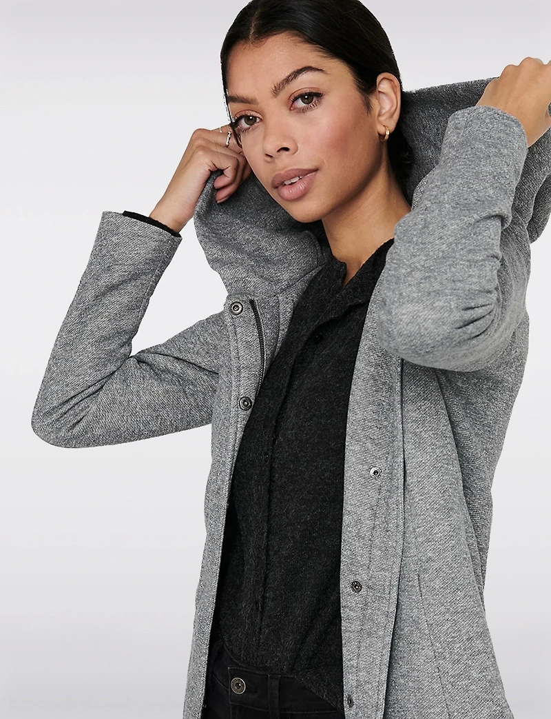 Manteau Léger à Coupe Droite avec Capuche, Poches & Fermeture Éclair par Only