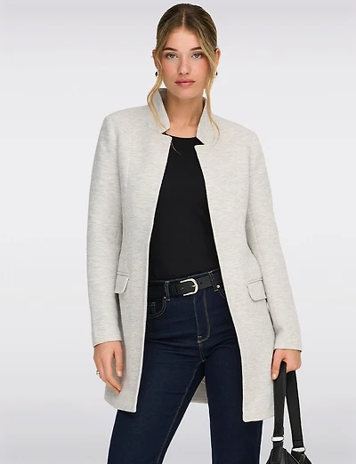 Blazer Coatigan à Coupe Droite Devant Ouvert Col Cranté & Poches Par Only