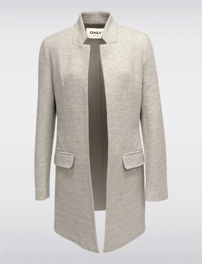 Blazer Coatigan à Coupe Droite Devant Ouvert Col Cranté & Poches Par Only