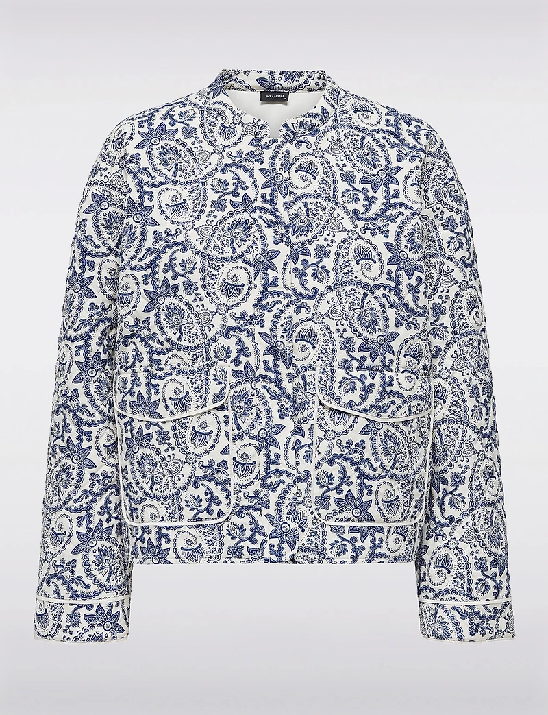 Manteau Matelassé Court à Imprimé Floral Tendance avec Poches Plaquées par Only